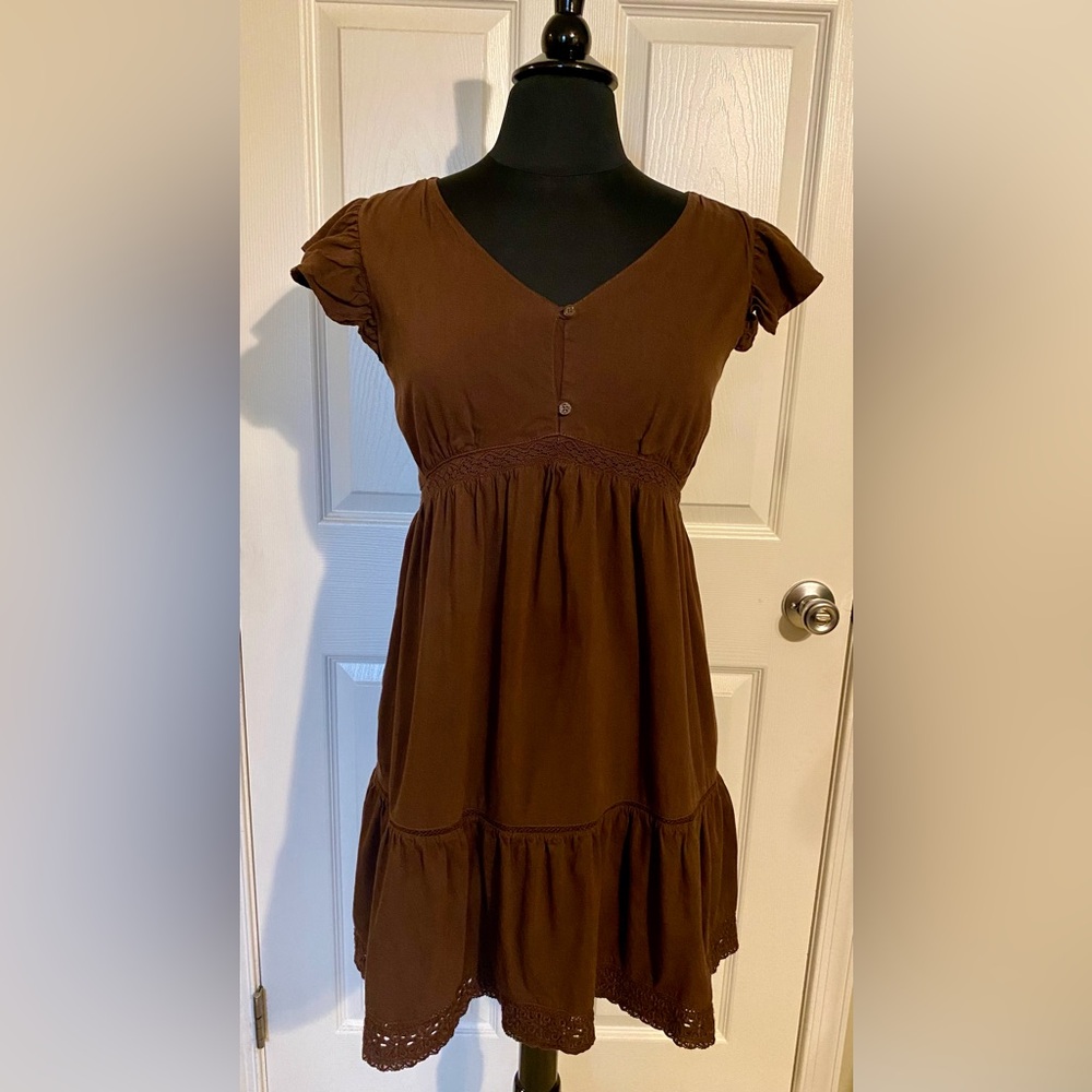 Gap Teen Cap Sleeve Brown Tiered Dress - Size 18